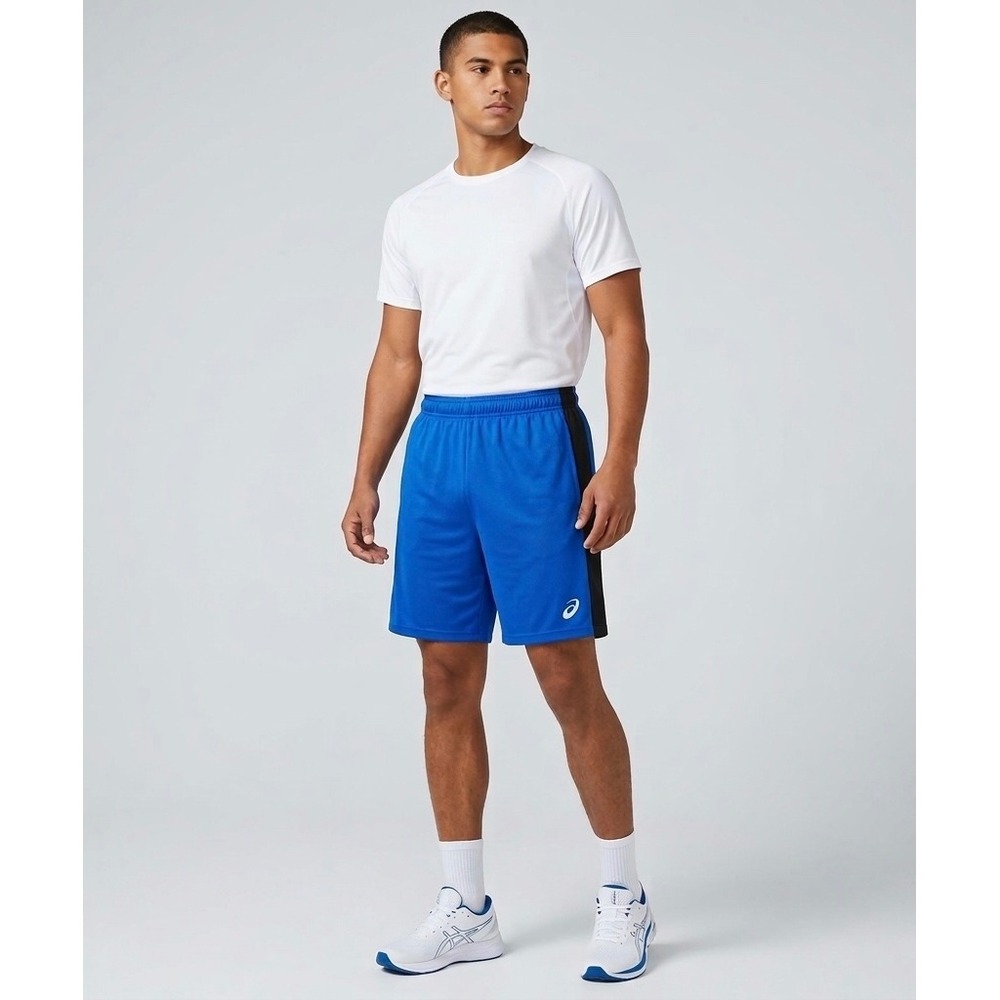 Asics Mens Medium Athletic Shorts‎ Blue Black Mesh Training Gym Running